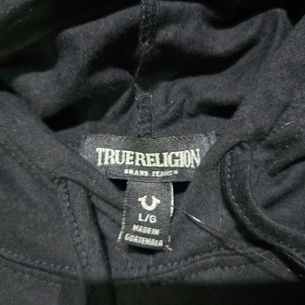 True Religion Sleeveless Hoodie Mens Large Black World Tour Graphic Tank Top